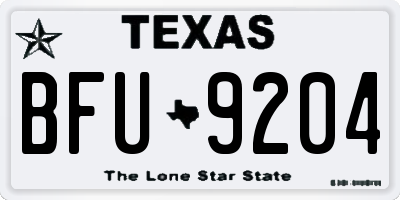 TX license plate BFU9204