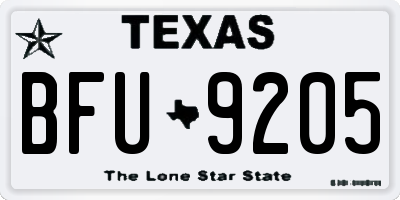 TX license plate BFU9205
