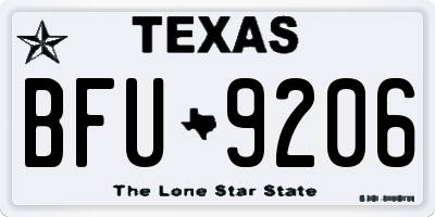 TX license plate BFU9206