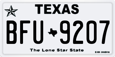 TX license plate BFU9207