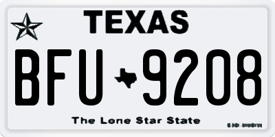 TX license plate BFU9208