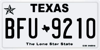 TX license plate BFU9210