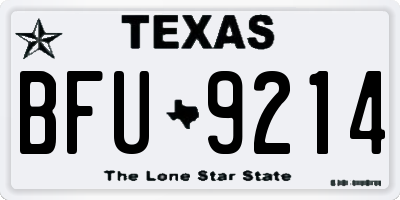 TX license plate BFU9214
