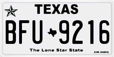 TX license plate BFU9216