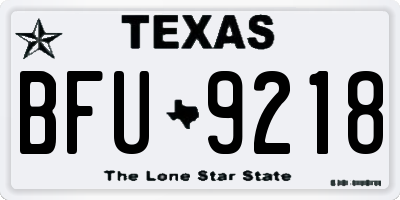 TX license plate BFU9218