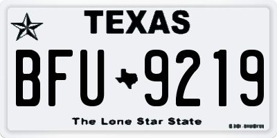 TX license plate BFU9219