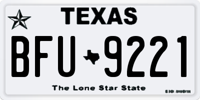 TX license plate BFU9221