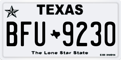 TX license plate BFU9230