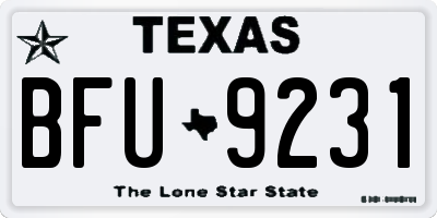 TX license plate BFU9231