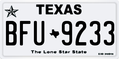 TX license plate BFU9233
