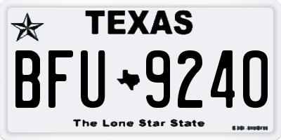 TX license plate BFU9240