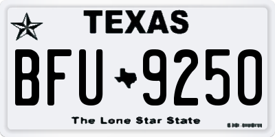 TX license plate BFU9250