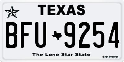 TX license plate BFU9254