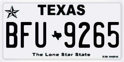 TX license plate BFU9265