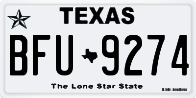 TX license plate BFU9274