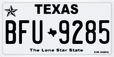 TX license plate BFU9285