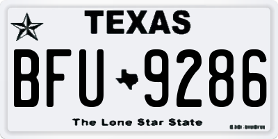 TX license plate BFU9286
