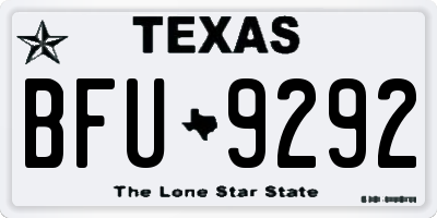 TX license plate BFU9292