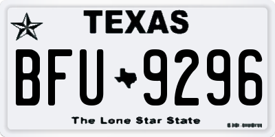 TX license plate BFU9296