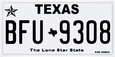 TX license plate BFU9308