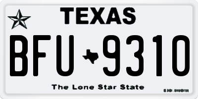 TX license plate BFU9310