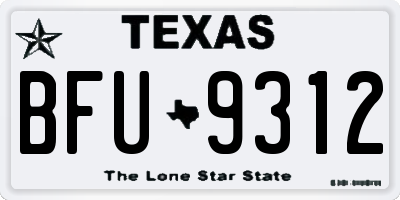 TX license plate BFU9312