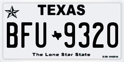 TX license plate BFU9320