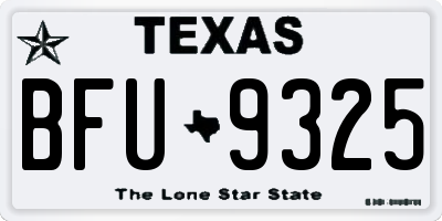 TX license plate BFU9325