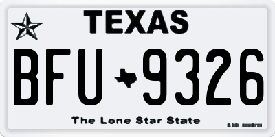 TX license plate BFU9326