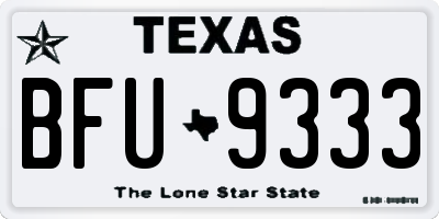 TX license plate BFU9333