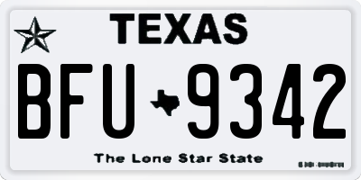 TX license plate BFU9342