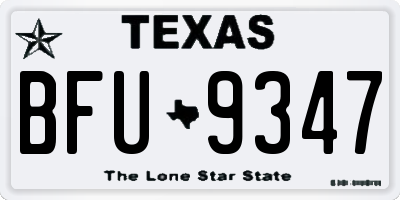 TX license plate BFU9347