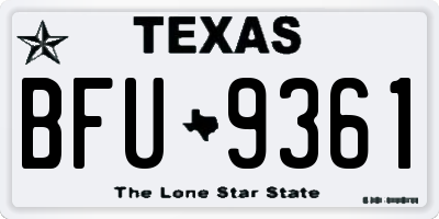 TX license plate BFU9361