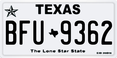 TX license plate BFU9362