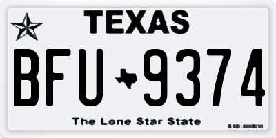 TX license plate BFU9374