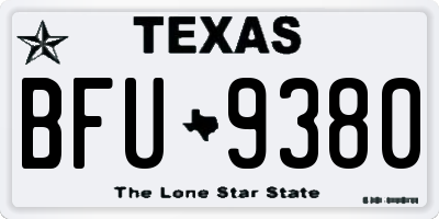 TX license plate BFU9380