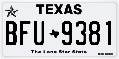 TX license plate BFU9381