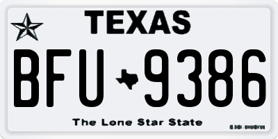 TX license plate BFU9386