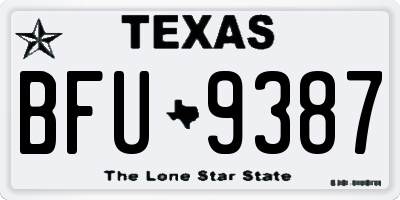 TX license plate BFU9387