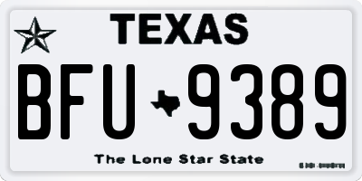TX license plate BFU9389