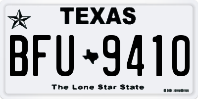 TX license plate BFU9410