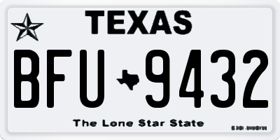 TX license plate BFU9432