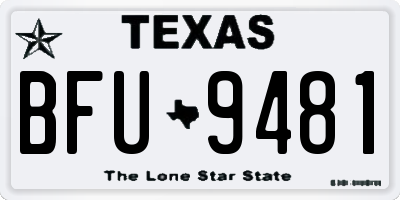 TX license plate BFU9481