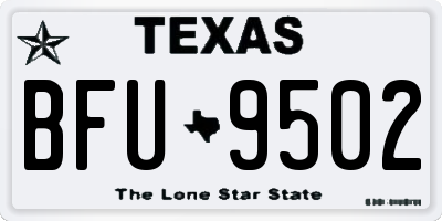 TX license plate BFU9502