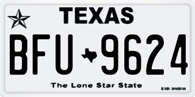 TX license plate BFU9624