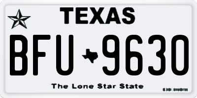 TX license plate BFU9630