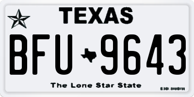 TX license plate BFU9643