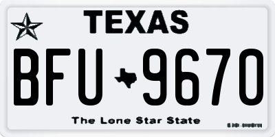 TX license plate BFU9670