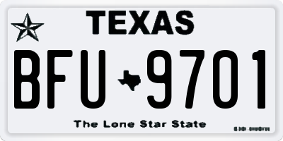 TX license plate BFU9701