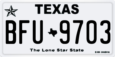 TX license plate BFU9703